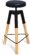 På billedet ser du variationen Barstol med lædersæder, Boi fra brandet OBUZI i en størrelse D: 46 cm. H: 70 cm. i farven Lys Natur/Sort