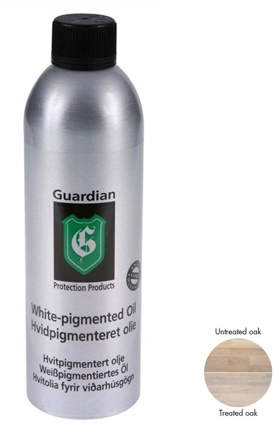 Hvidpigmenteret oile, plejemiddel til træ, træolie by Guardian Protection (400 ml., Hvid)