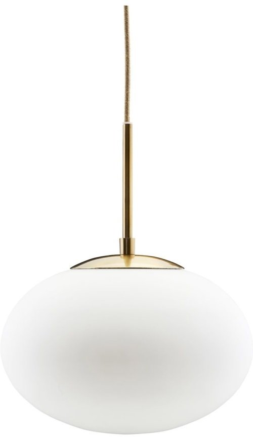 På billedet ser du variationen Opal, Lampe fra brandet House Doctor i en størrelse D: 30/20 cm. x H: 35 cm. i farven Messing/Hvid