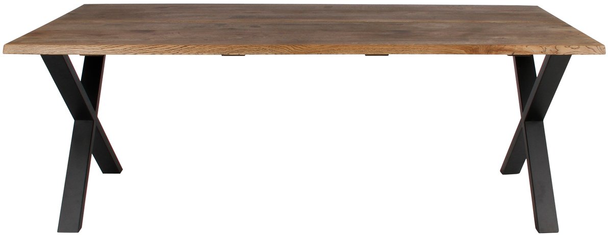 Plankebord, Komplet sæt, Curve wave + X stel by House of Sander (H: 74 cm. B: 95 cm. L: 240 cm., Mørk Natur/Sort)