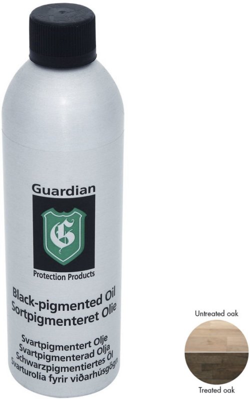 På billedet ser du variationen Sortpigmenteret Olie, plejemiddel til træ, 400 ml fra brandet Guardian Protection i en størrelse 400 ml. i farven Sort