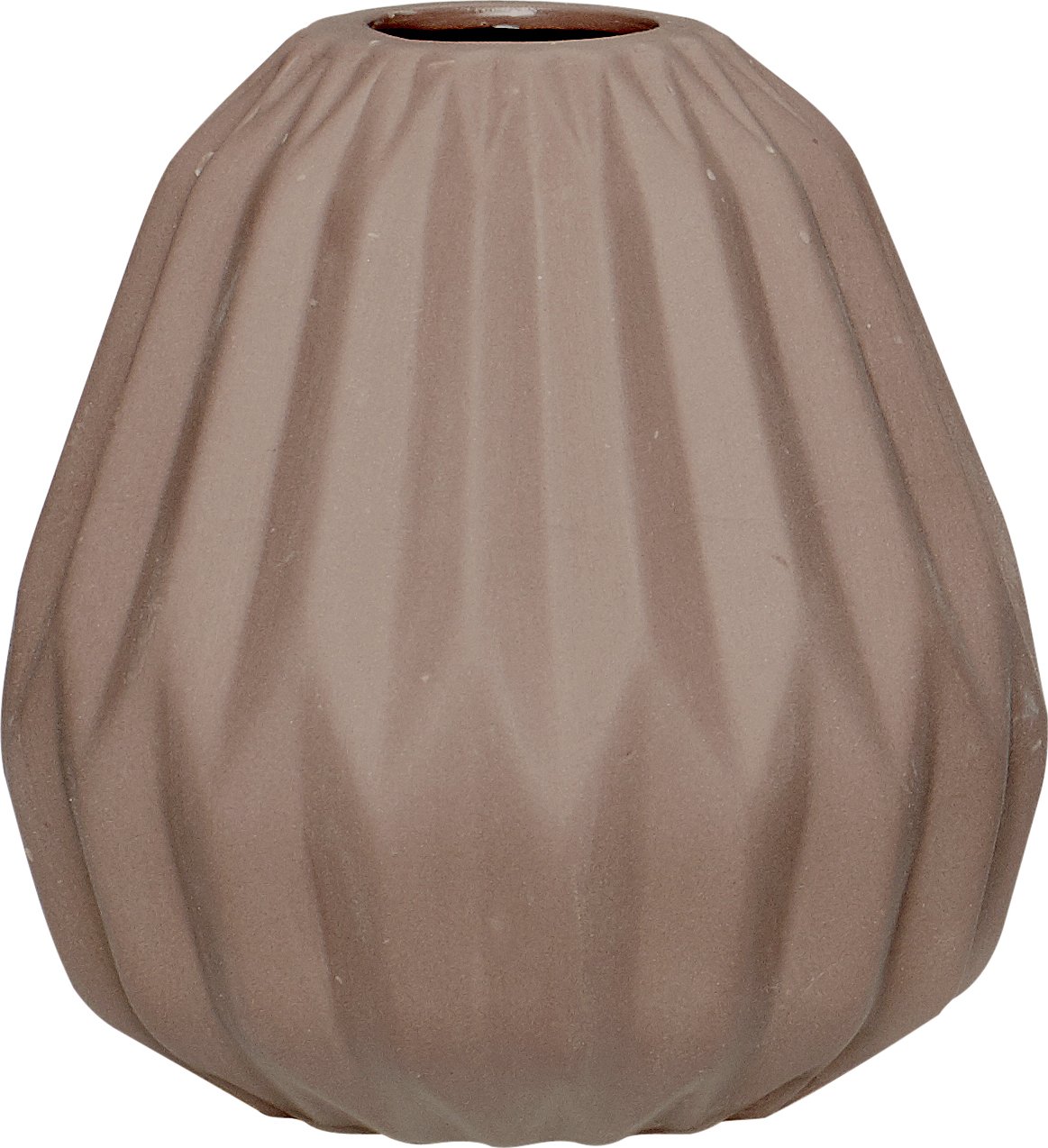 7: Vase, med riller, Ya by Hübsch (Ø: 10 cm. H: 11 cm., Brun)