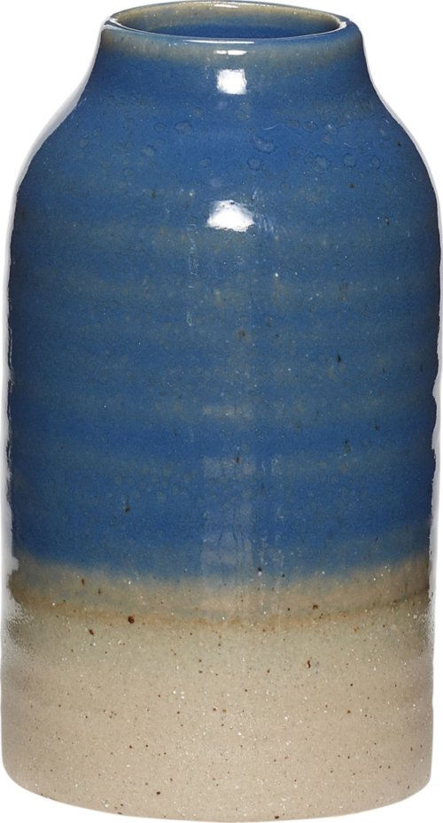 På billedet ser du variationen Vase, Yazhu fra brandet Hübsch i en størrelse Ø: 7 cm. H: 12 cm. i farven Blå/Sand