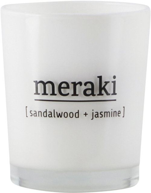 På billedet ser du variationen Duftlys, Sandalwood & Jasmine fra brandet Meraki i en størrelse Ø: 5,5 cm. H: 6,7 cm. i farven Hvid