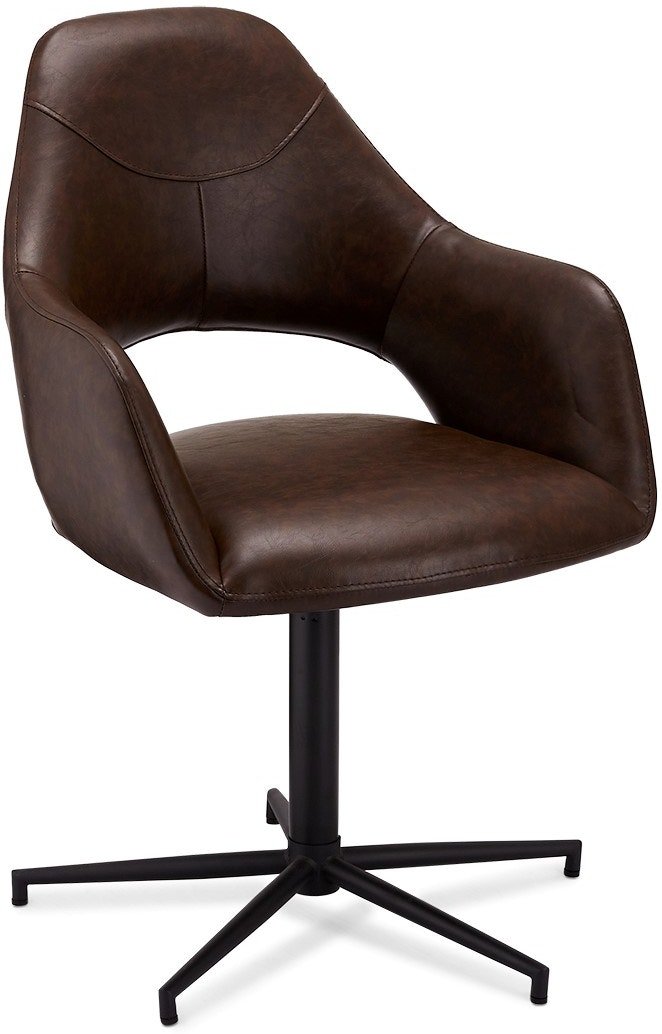 11: Pinmore, Spisebordsstol med armlæn, PU læder by Raymond & Hallmark (H: 89 cm. B: 59 cm. L: 64 cm., Mørkebrun)