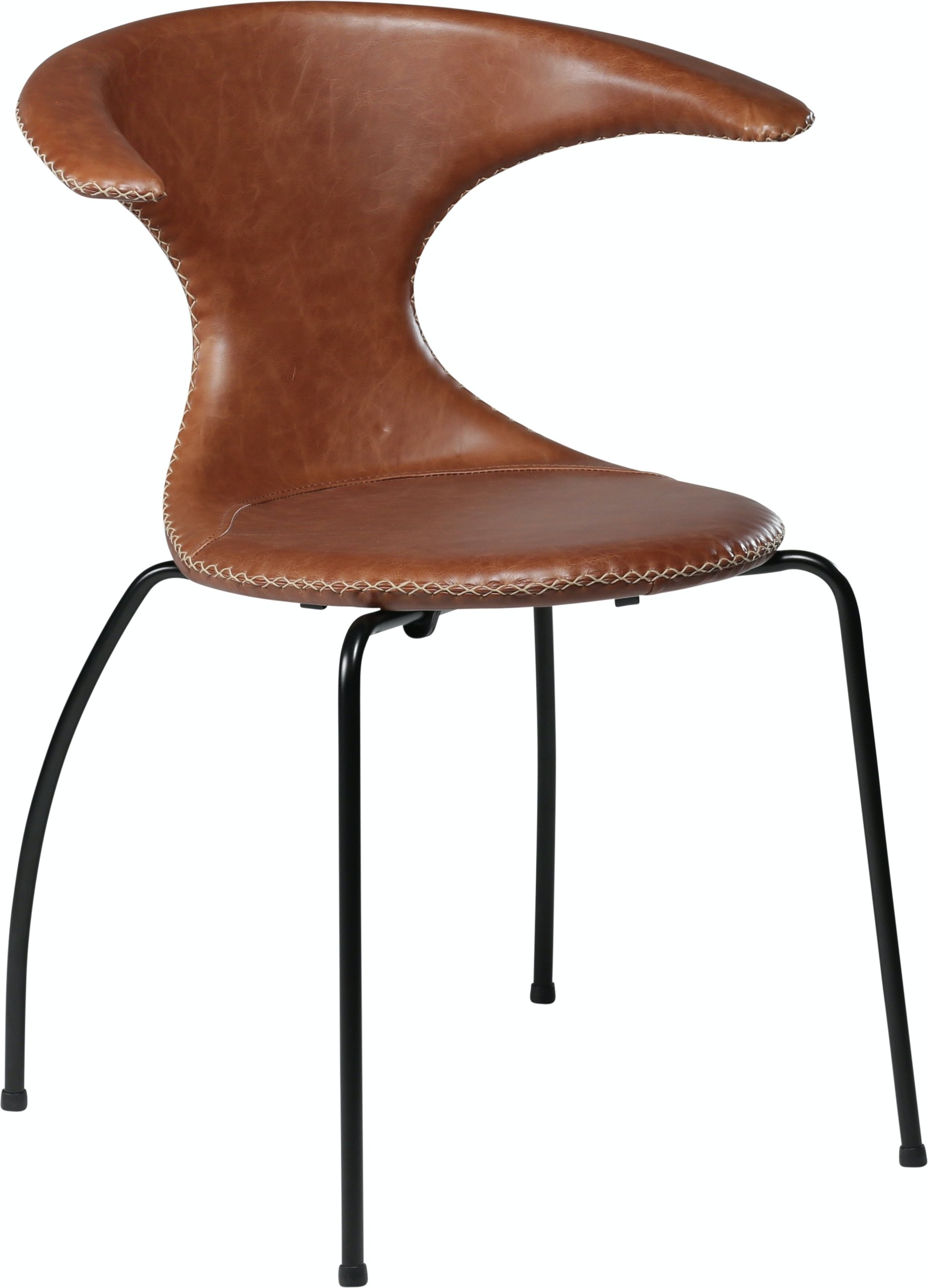 Flair, Spisebordsstol, Stålben, Læder by DAN-FORM Denmark (H: 81 cm. B: 64 cm., Brun/Sort)