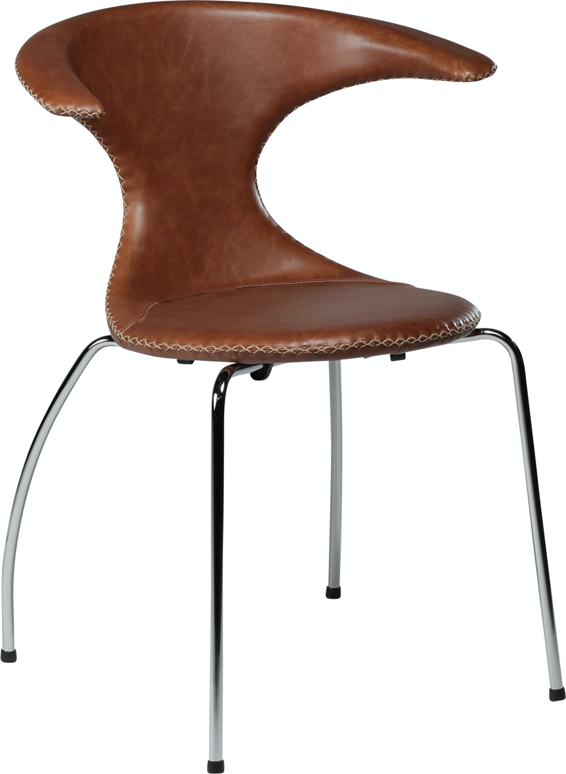 Flair, Spisebordsstol, Stålben, Læder by DAN-FORM Denmark (H: 81 cm. B: 64 cm., Brun/Sølv)
