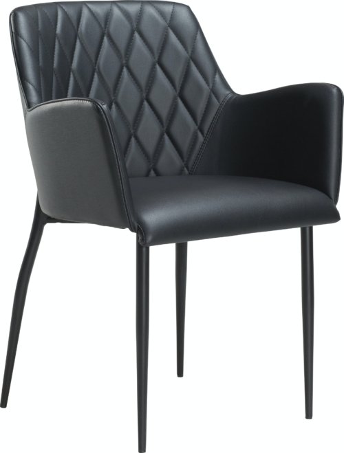 På billedet ser du variationen Rombo, Spisebordsstol, Kunstlæder fra brandet DAN-FORM Denmark i en størrelse H: 80 cm. B: 56 cm. i farven Sort