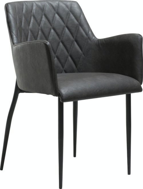På billedet ser du variationen Rombo, Spisebordsstol, Kunstlæder fra brandet DAN-FORM Denmark i en størrelse H: 80 cm. B: 56 cm. i farven Grå/Sort