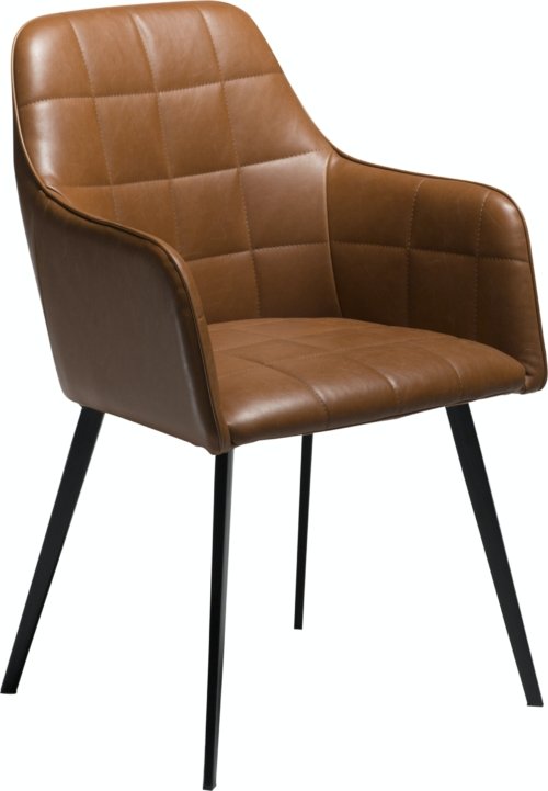 På billedet ser du variationen Embrace, Spisebordsstol med armlæn, Kunstlæder fra brandet DAN-FORM Denmark i en størrelse H: 84 cm. B: 55 cm. i farven Brun/Sort