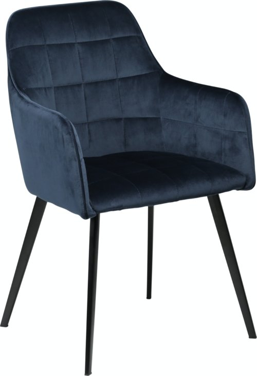 På billedet ser du variationen Embrace, Spisebordsstol med armlæn, Fløjl fra brandet DAN-FORM Denmark i en størrelse H: 84 cm. B: 55 cm. i farven Blå/Sort
