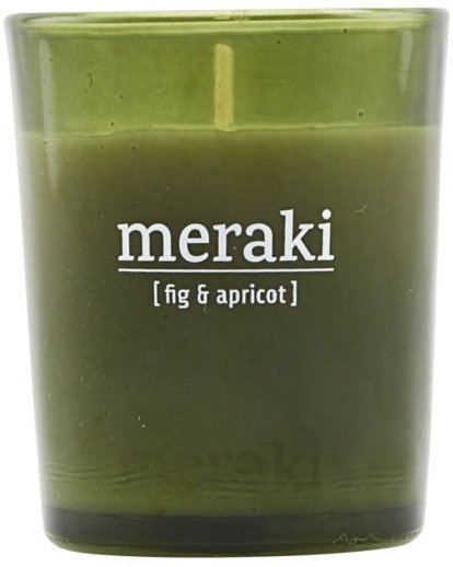 På billedet ser du variationen Duftlys, Fig & apricot fra brandet Meraki i en størrelse D: 5,5 cm. H: 6,7 cm. i farven Grøn