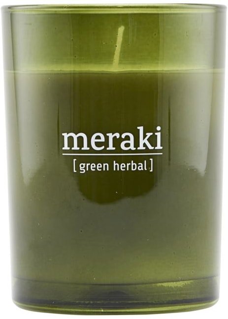 På billedet ser du variationen Duftlys, Green herbal fra brandet Meraki i en størrelse D: 8 cm. H: 10,5 cm. i farven Grøn