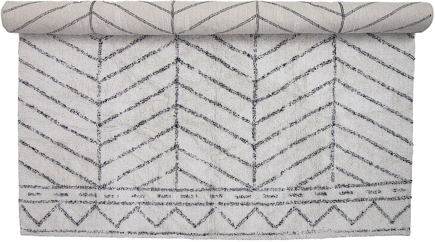 15: BLOOMINGVILLE gulvtæppe - hvid bomuld, rektangulær (300x200)