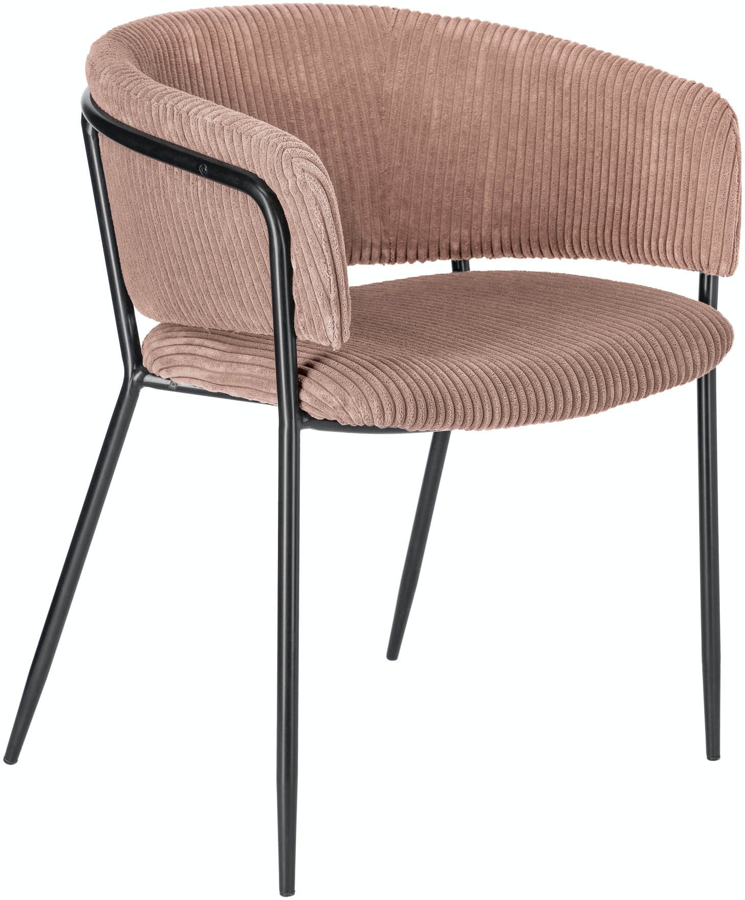 LAFORMA Runnie stol lavet af lyserød bred søm fløjlsbukser med stålben i sort finish
