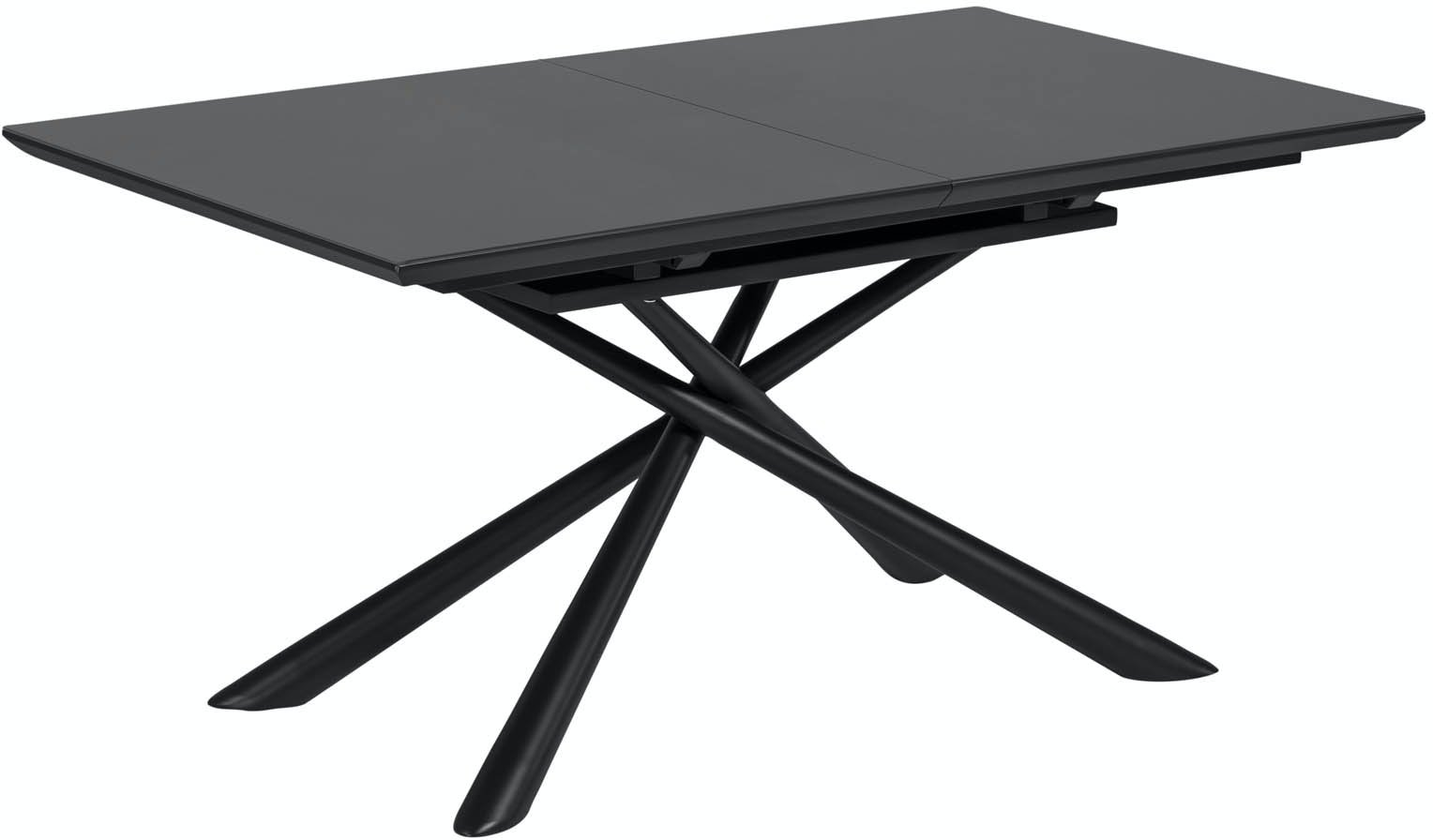 Theone, Spisebord med udtræk by Kave Home (H: 76 cm. x B: 210 cm. x L: 90 cm., Sort/klar)