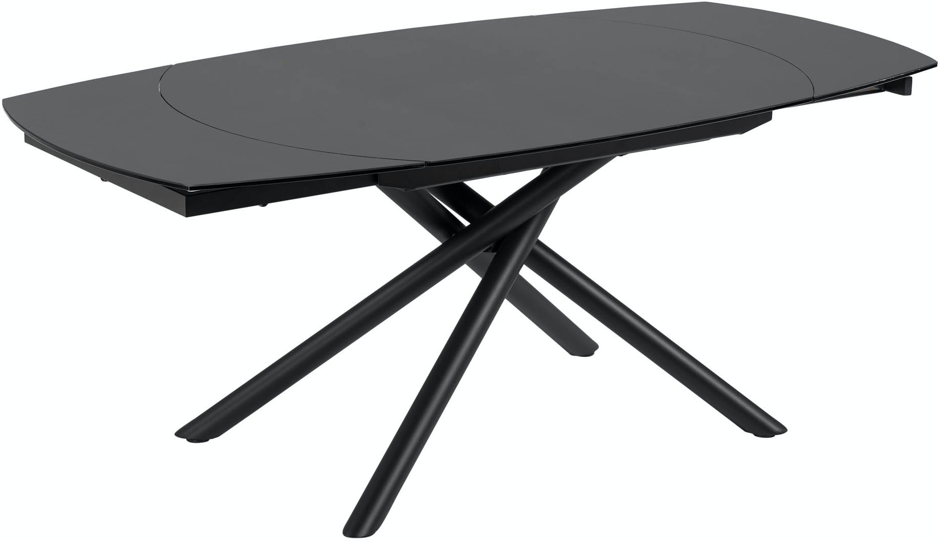 Yodalia, Spisebord med udtræk by Kave Home (H: 78 cm. x B: 190 cm. x L: 100 cm., Sort/klar)