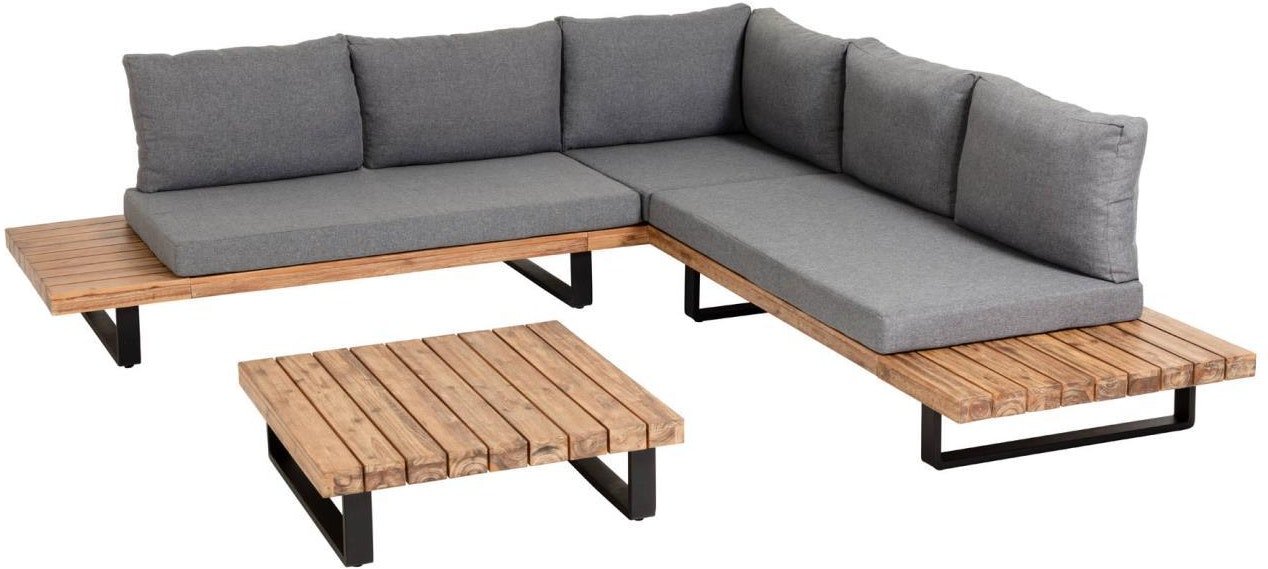 Zalika, Udendørs sofasæt by LaForma (H: 78 cm. B: 255 cm. L: 255 cm., Grå/Natur)