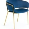 På billedet ser du variationen Runnie, Spisebordsstol m. armlæn, Velvet fra brandet LaForma i en størrelse H: 73 cm. B: 58 cm. L: 58 cm. i farven Blå/guld