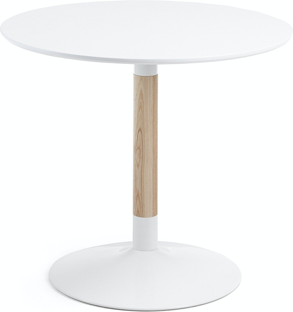Trick, Spisebord, nordisk, moderne by Kave Home (H: 75 cm. B: 90 cm. L: 90 cm., Hvid/Natur)