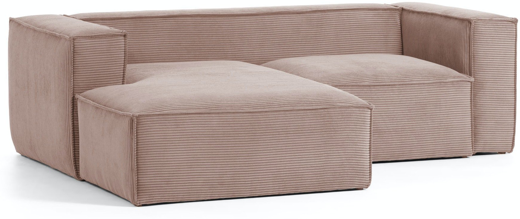 Blok, Sofa med chaiselong, Venstrevendt, Fløjl by Kave Home (H: 69 cm. B: 240 cm. L: 174 cm., Lyserød)