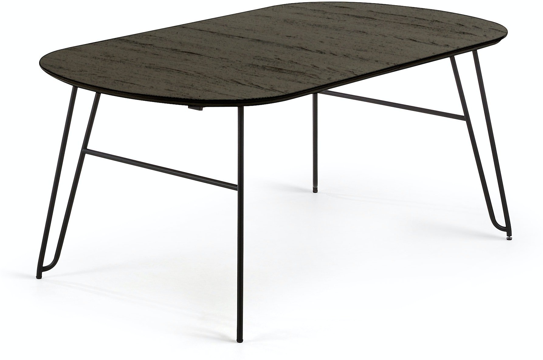 Milian, Spisebord med udtræk by LaForma (H: 75 cm. B: 100 cm. L: 170 cm., Sort/Natur)