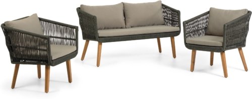 På billedet ser du variationen Inti, Udendørs sofasæt fra brandet LaForma i en størrelse H: 75 cm. B: 130 cm. L: 67 cm. i farven Grøn