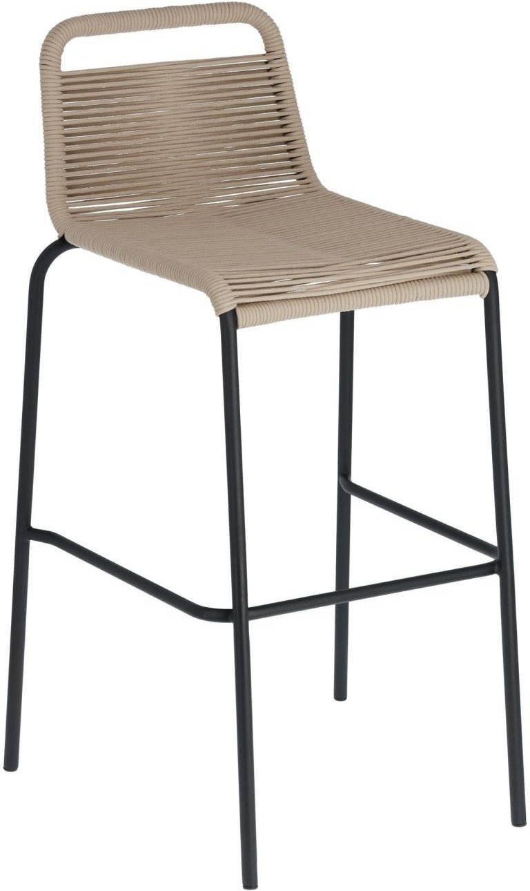 Billede af Lambton, Udendørs barstol by Kave Home (H: 100 cm. x B: 53 cm. x L: 53 cm., Beige/sort)