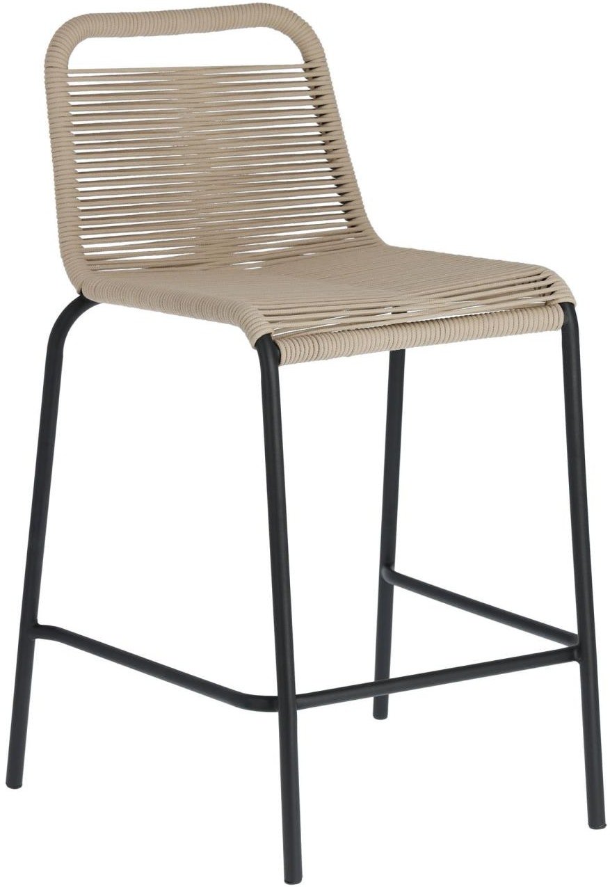Lambton, Udendørs barstol by LaForma (H: 88 cm. x B: 48 cm. x L: 55 cm., Beige/sort)