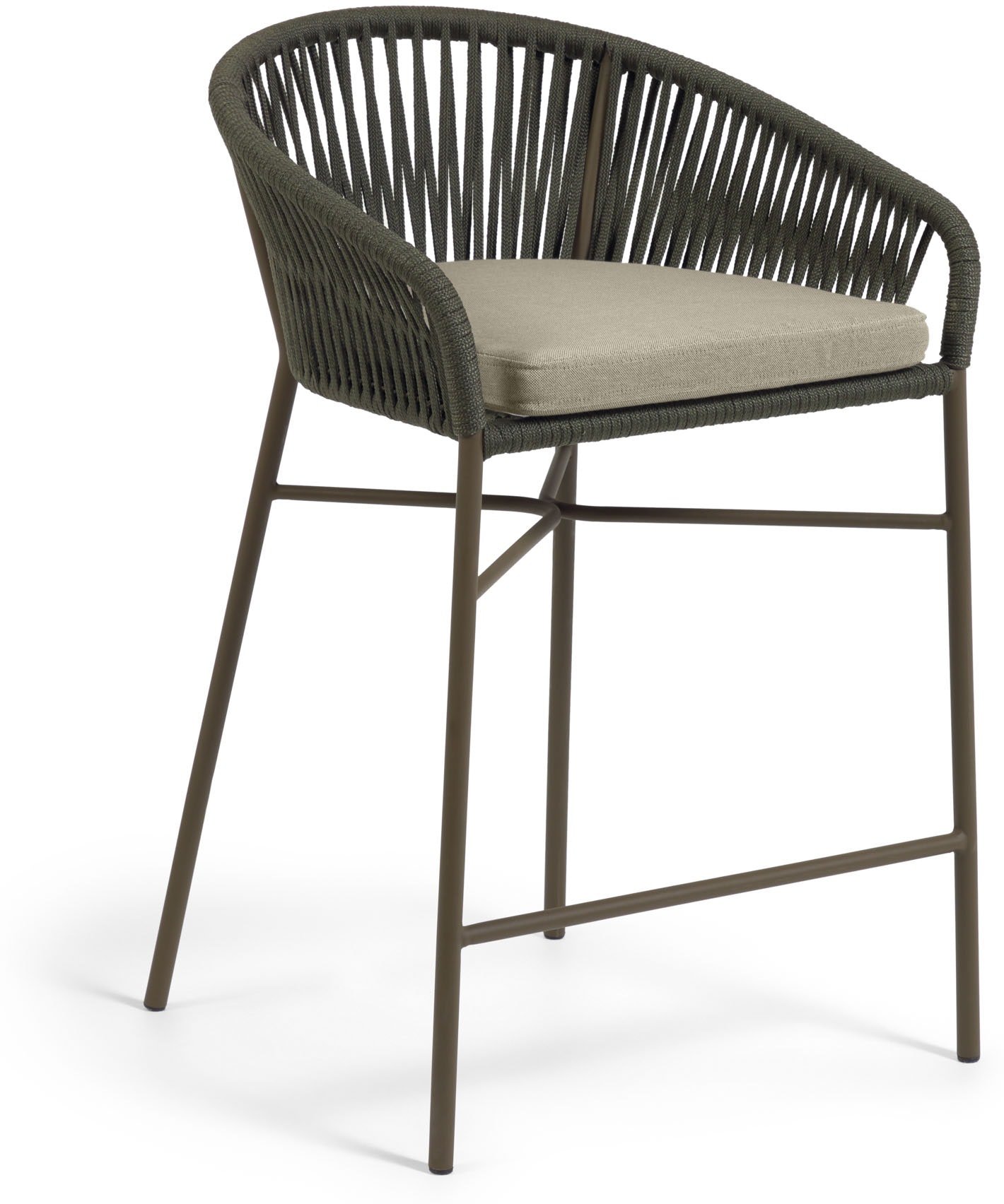 Yanet, Udendørs barstol by Kave Home (H: 85 cm. x B: 55 cm. x L: 50 cm., Grøn)