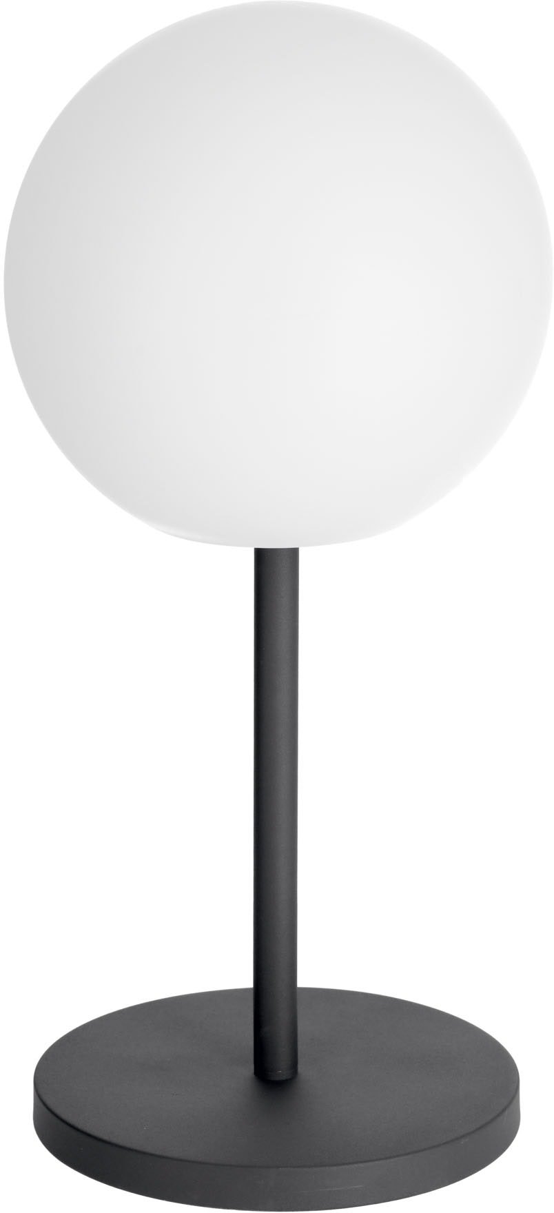 LAFORMA Dinesh bordlampe, ledningsfri - sort stål og hvidt polyethylen (Ø 30)