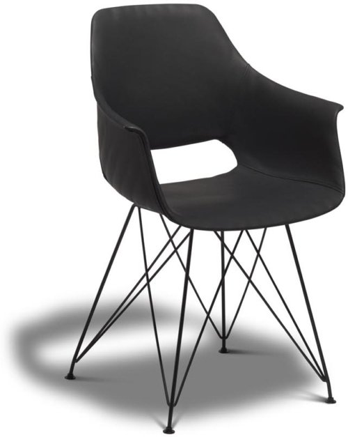 På billedet ser du Hereford, Spisebordsstol med armlæn, PU-læder fra brandet Raymond & Hallmark i en størrelse H: 85 cm. B: 57 cm. L: 53 cm. i farven Sort