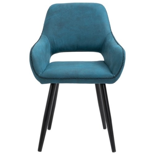 På billedet ser du variationen Frida, Spisebordsstol med armlæn, PU læder fra brandet House of Sander i en størrelse H: 88 cm. B: 59 cm. L: 44 cm. i farven Petroleumsblå