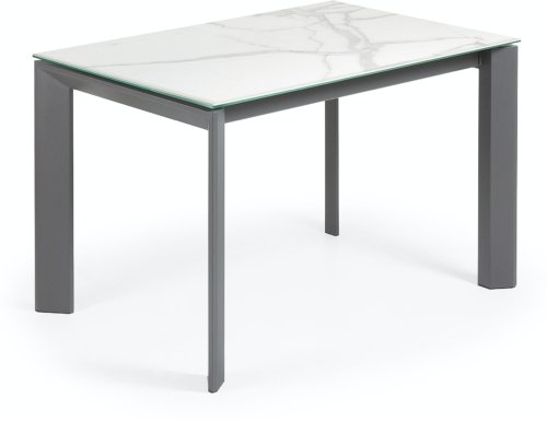 På billedet ser du variationen Axis Ceramic, Udtrækkeligt spisebord, moderne, keramisk fra brandet LaForma i en størrelse H: 76 cm. B: 120 cm. L: 80 cm. i farven Hvid/Mørkegrå