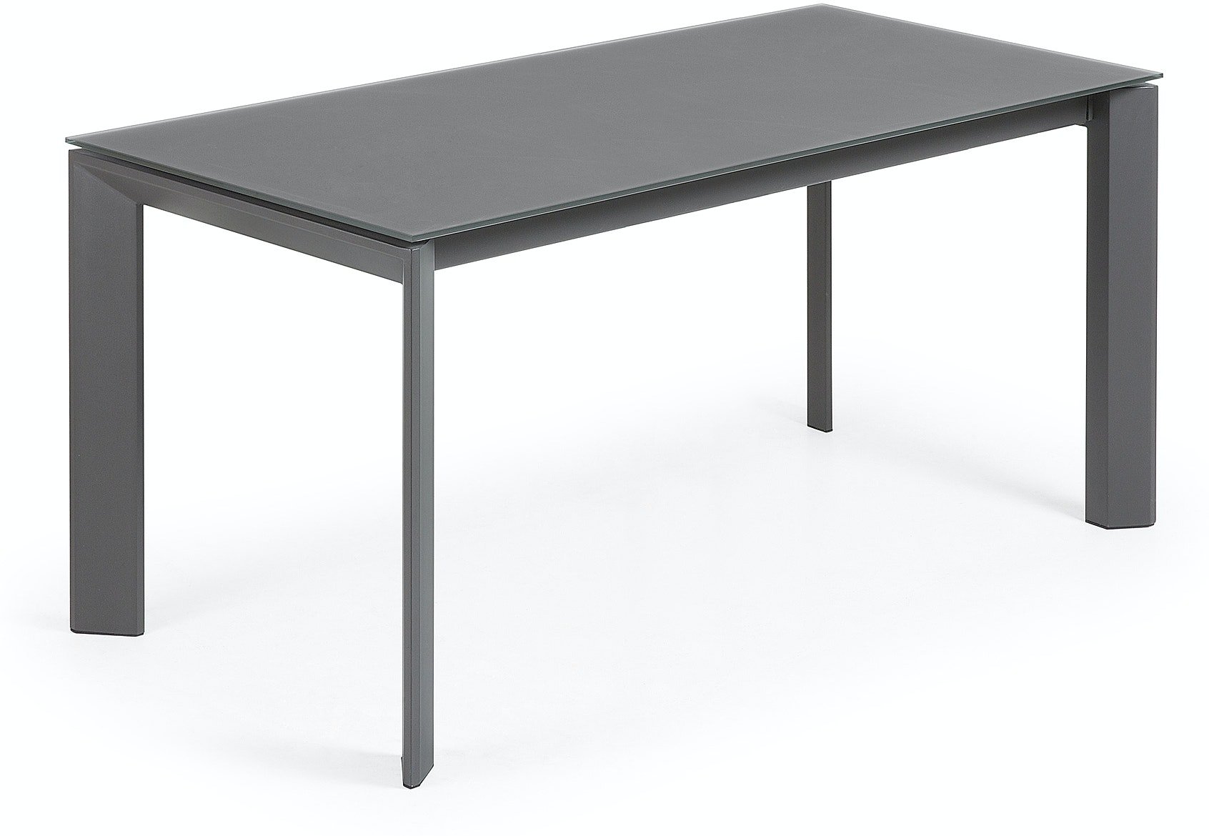 På billedet ser du variationen Axis Glass, Udtrækkeligt spisebord, moderne, glas fra brandet LaForma i en størrelse H: 76 cm. B: 160 cm. L: 90 cm. i farven Mørkegrå