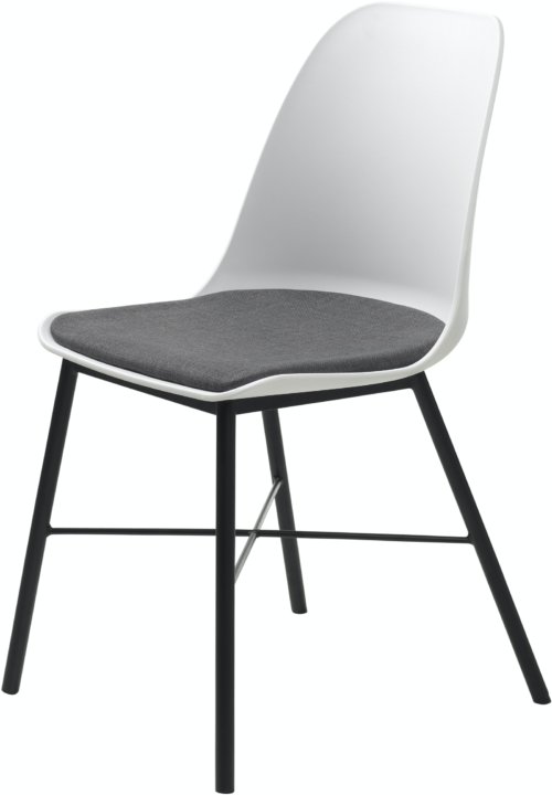 På billedet ser du variationen Whistler, Spisebordsstol med stofpude fra brandet Unique Furniture i en størrelse H: 83 cm. x B: 47 cm. x L: 54 cm. i farven Hvid/Sort