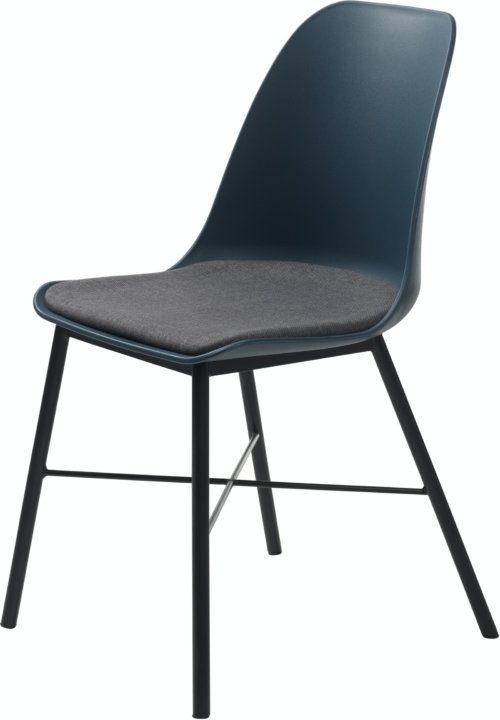 På billedet ser du variationen Whistler, Spisebordsstol med stofpude fra brandet Unique Furniture i en størrelse H: 83 cm. x B: 47 cm. x L: 54 cm. i farven Mørkeblå/Sort