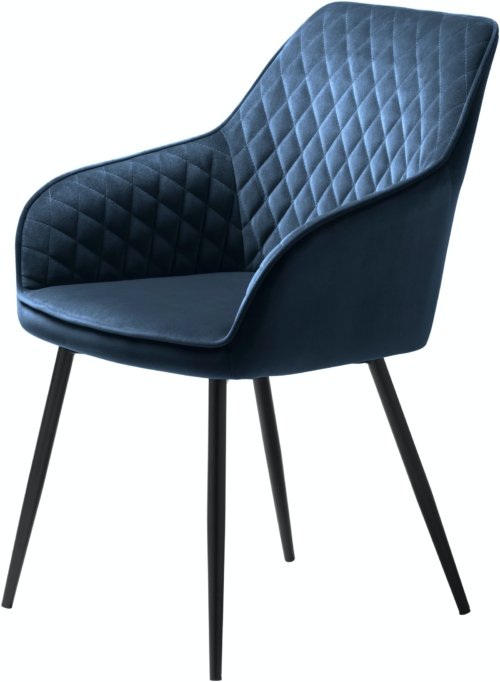 På billedet ser du variationen Milton, Spisebordsstol med armlæn fra brandet Unique Furniture i en størrelse H: 84 cm. x B: 58 cm. x L: 59 cm. i farven Blå/Sort