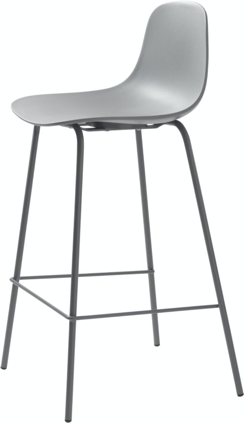 På billedet ser du variationen Whitby, Barstol med ergonomiske kurver fra brandet Unique Furniture i en størrelse H: 92,5 cm. x B: 40,5 cm. x L: 47,5 cm. i farven Grå