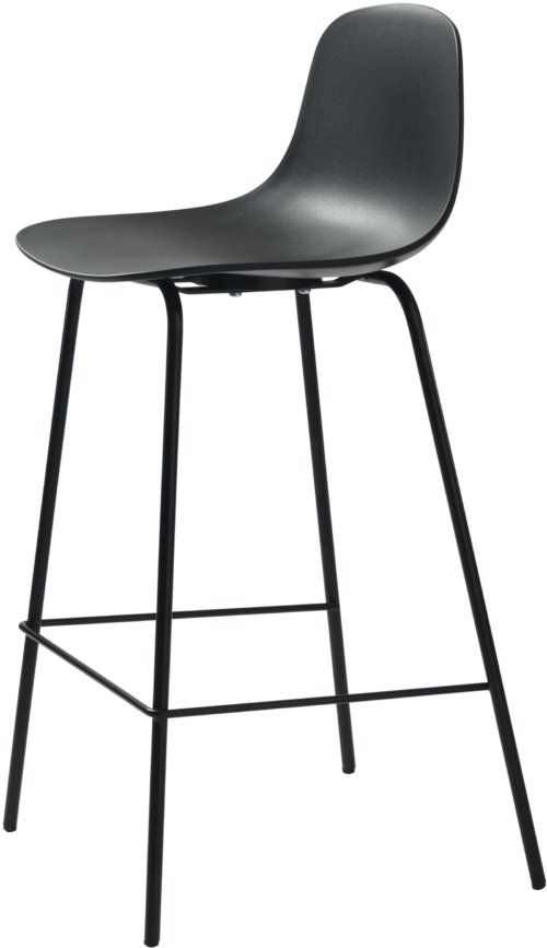 På billedet ser du variationen Whitby, Barstol med ergonomiske kurver fra brandet Unique Furniture i en størrelse H: 92,5 cm. x B: 40,5 cm. x L: 47,5 cm. i farven Sort