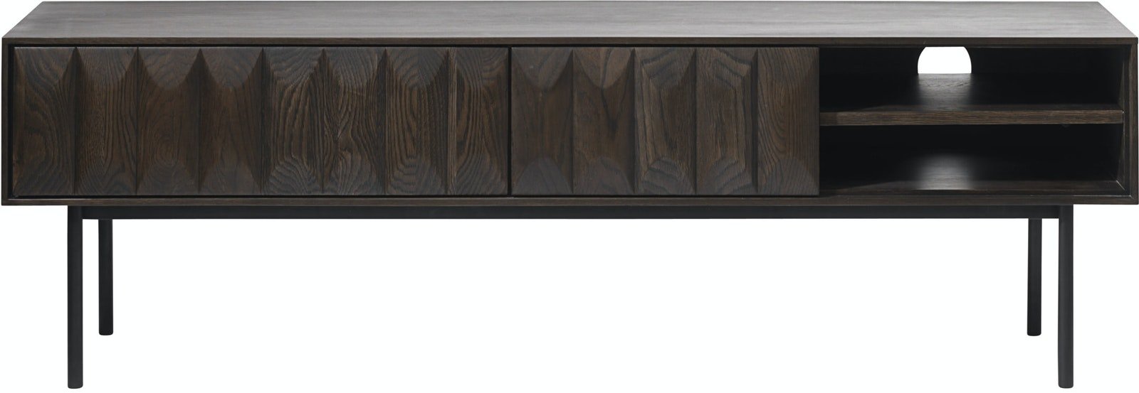 På billedet ser du Latina, TV-bord, Egetræ fra brandet Unique Furniture i en størrelse H: 50 cm. x B: 160 cm. x L: 41 cm. i farven Espresso/Sort