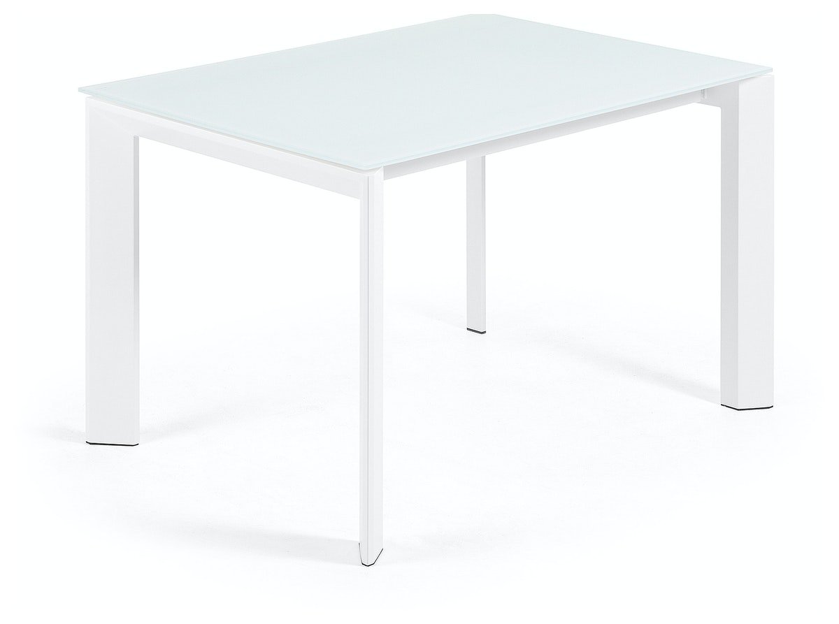 På billedet ser du Axis Glass, Udtrækkeligt spisebord, moderne, glas fra brandet LaForma i en størrelse H: 76 cm. B: 120 cm. L: 80 cm. i farven Hvid