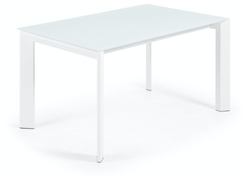 På billedet ser du variationen Axis Glass, Udtrækkeligt spisebord, moderne, glas fra brandet LaForma i en størrelse H: 76 cm. B: 140 cm. L: 90 cm. i farven Hvid