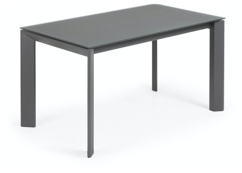På billedet ser du variationen Axis Glass, Udtrækkeligt spisebord, moderne, glas fra brandet LaForma i en størrelse H: 76 cm. B: 140 cm. L: 90 cm. i farven Mørkegrå