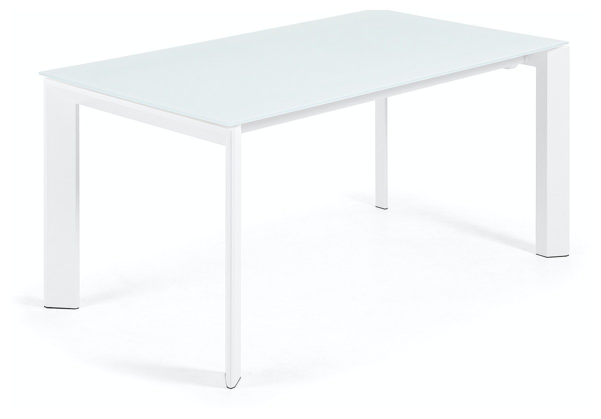 Billede af Axis, Spisebord med udtræk, moderne, glas by Kave Home (H: 76 cm. B: 160 cm. L: 90 cm., Hvid)