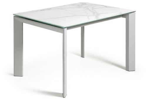 På billedet ser du variationen Axis Ceramic, Udtrækkeligt spisebord, moderne, keramisk fra brandet LaForma i en størrelse H: 76 cm. B: 120 cm. L: 80 cm. i farven Hvid/Grå