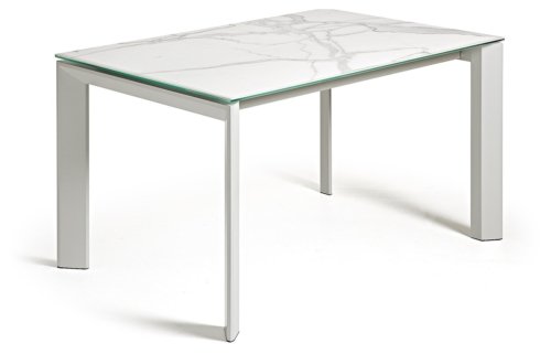 På billedet ser du variationen Axis Ceramic, Udtrækkeligt spisebord, moderne, keramisk fra brandet LaForma i en størrelse H: 76 cm. B: 140 cm. L: 90 cm. i farven Hvid/Grå