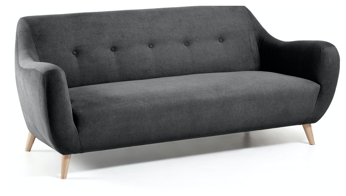 På billedet ser du variationen Orby, 3-personers sofa, nordisk, vintage, stof fra brandet LaForma i en størrelse H: 81 cm. B: 190 cm. L: 85 cm. i farven Mørkegrå/Natur