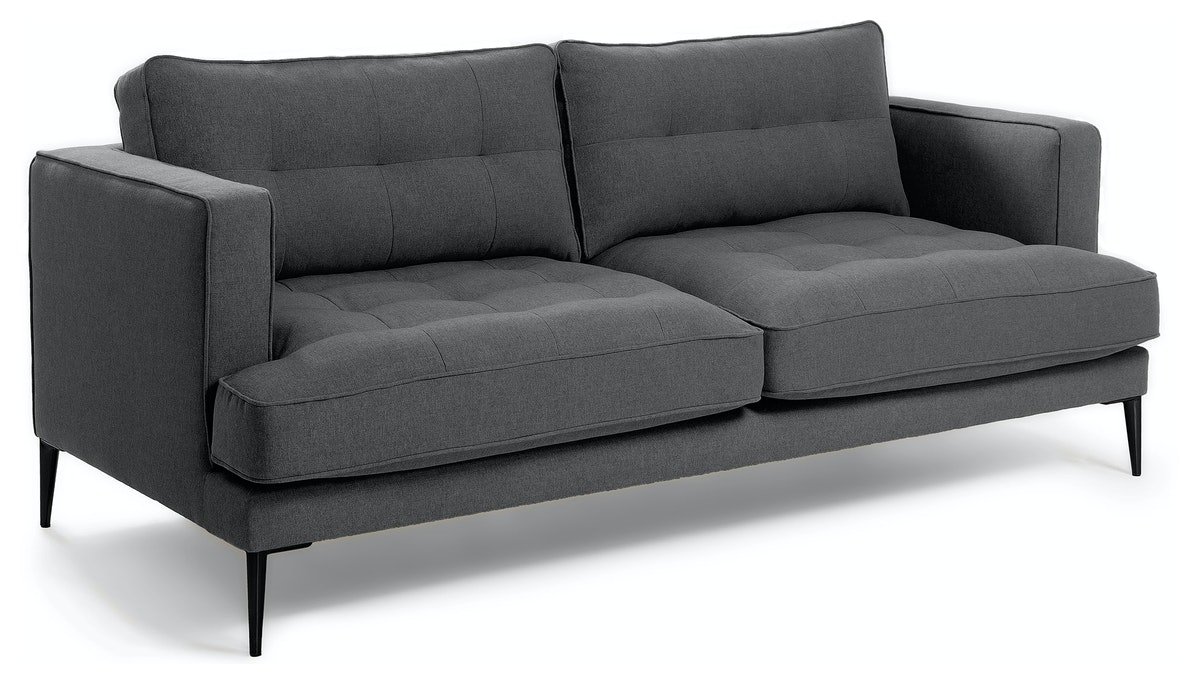 På billedet ser du variationen Tanya, 2-personers sofa, vintage, nordisk, stof fra brandet LaForma i en størrelse H: 77 cm. B: 183 cm. L: 87 cm. i farven Mørkegrå/Sort