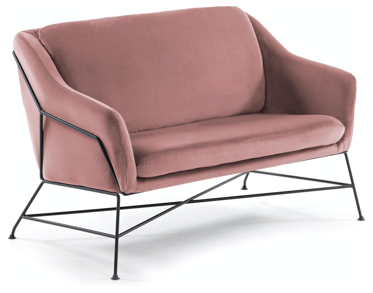Brida, 2-personers sofa, moderne, vintage, stof by LaForma (H: 82 cm. B: 128 cm. L: 73 cm., Pink/Sort)